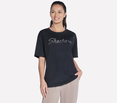 Script Diamond Studded Short Sleeve Tee | Women Skechers for sale