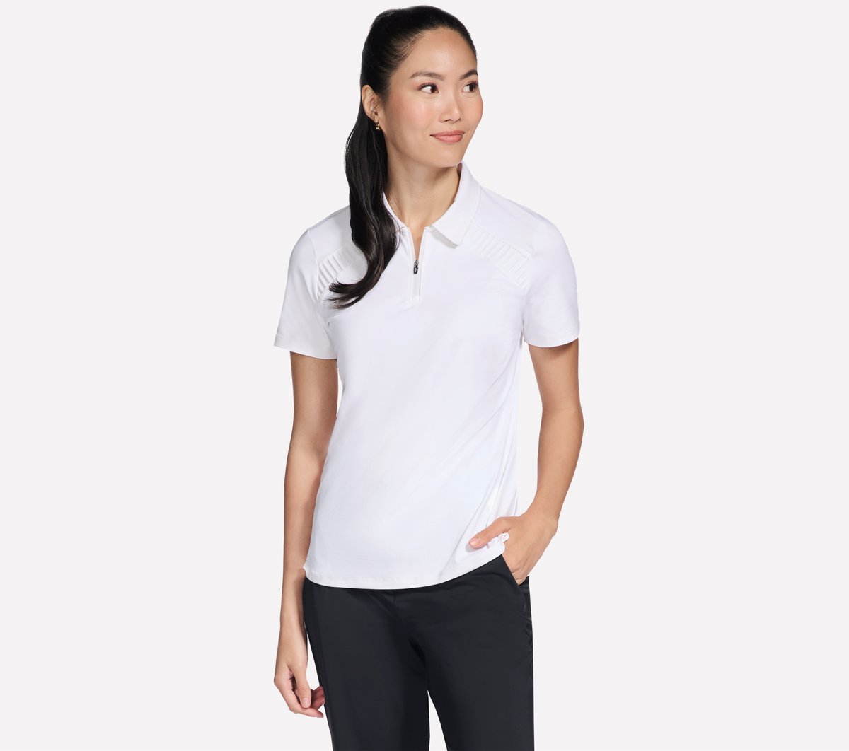 GO GOLF Short Sleeve Birdie Zip Front Polo | Women Skechers for sale