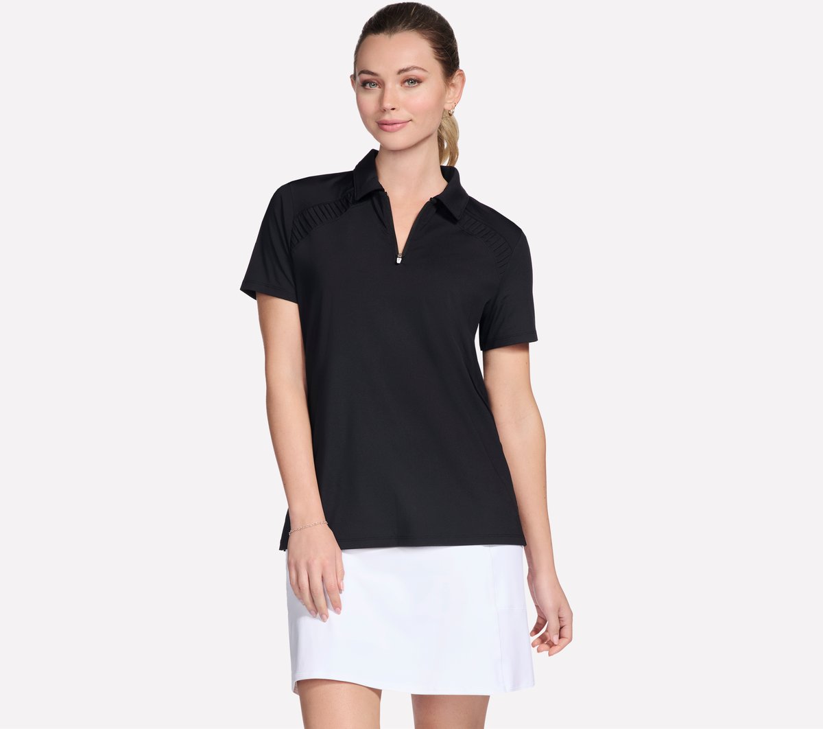 GO GOLF Short Sleeve Birdie Zip Front Polo | Women Skechers for sale